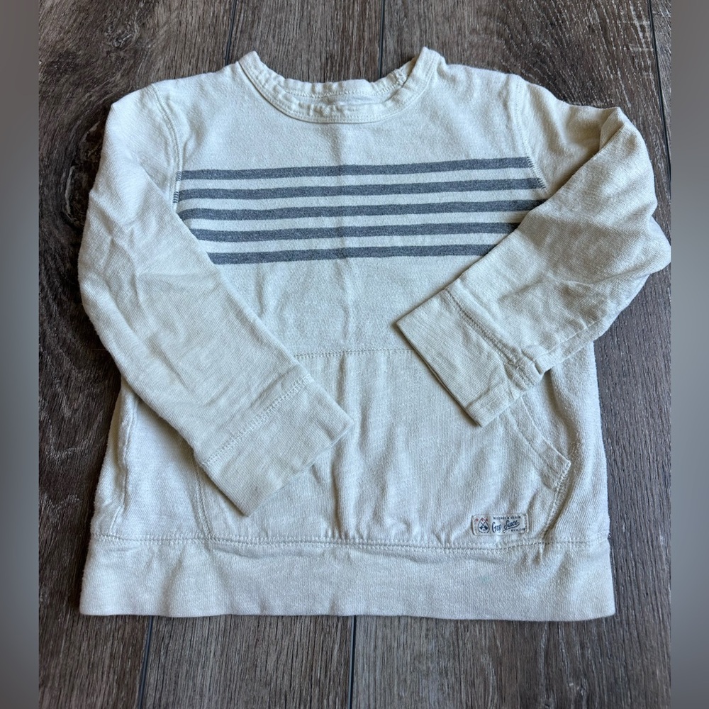 Boys Cream and Gray Striped Long Sleeve 5T